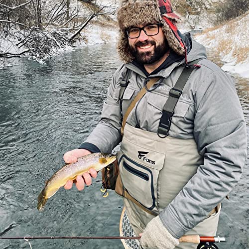 8 Fans Breathable Chest Wader For Men Stocking Foot 3-Ply 100% Durable And Waterproof Insulated Fishing Chest Waders For Fly Fishing,Duck Hunting, Kayaking For Men And Women (Khaki Small #TOP6