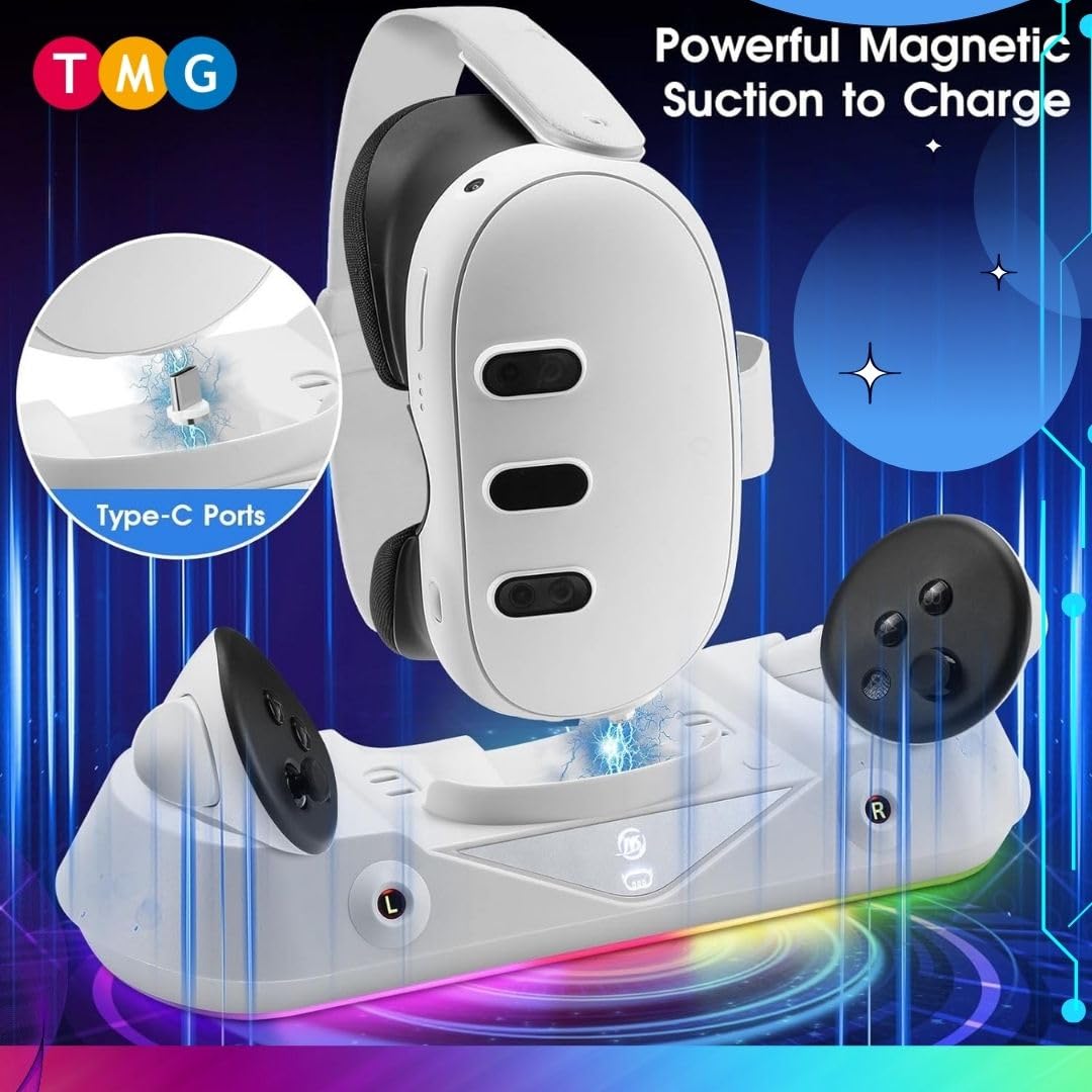 TMG Charging Dock for Meta Quest 3, High Speed Charging Stand VR
