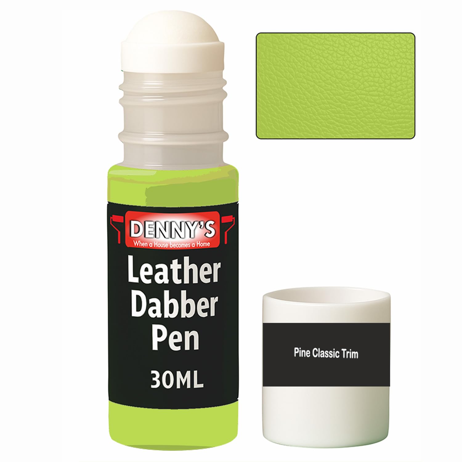 SCOOBYS PAINTS BACK IN THE MIX Leather Dabber Pen, 30ml, Leather Recolouring Paint Dye Balm Sofas, Repair Faded & Scratched Upholstery Car Seats, Shoes and Clothing, Green Shades (Pine Classic Trim)