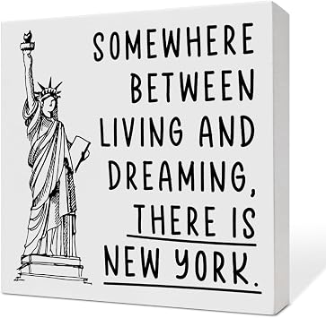 New York Desk Decor Wooden Box Sign, New York City Decoration for Home Bedroom Office, Nyc Themed Wall Art Decor, New York Gifts for Women Men, There Is New York