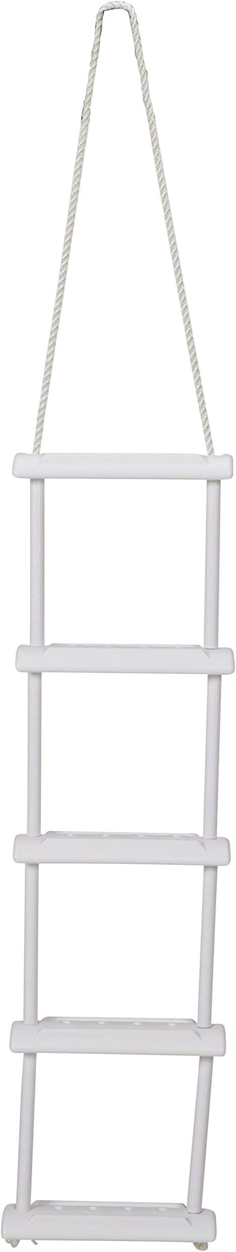 attwood 11865-4 Rope Ladder, 5-Step, 11 ¾-Inch-Wide Blow-Molded Steps, Textured Step Surfaces, Nylon Rope