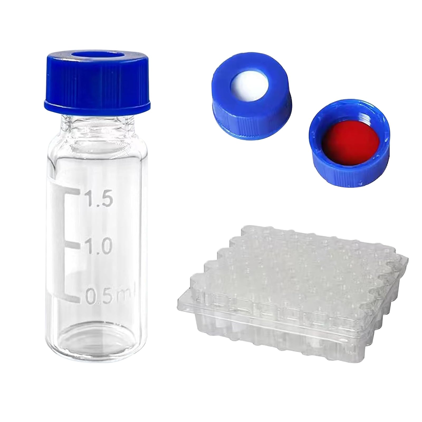 2mL Autosampler Vials, 9-425 HPLC Vials with Screw Cap, White PTFE & Red Silicone Septa, Borosilicate Sample Vial with Writing Area and Graduations, 100 Pcs (Clear)-image-39