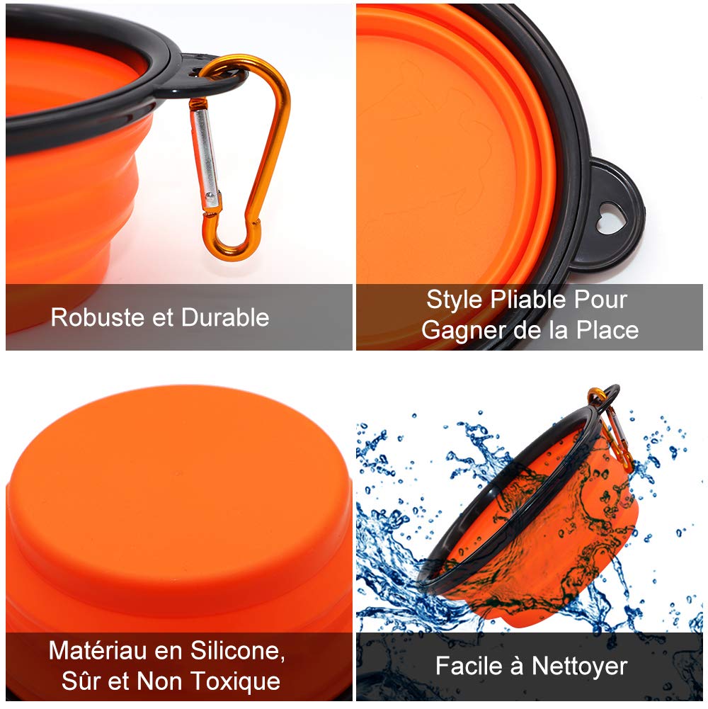 2 Ciotole Pieghevoli Per Cane Con Moschettone - Portatili Da Viaggio - 350ml - Azzurro E Verde - Foto 5