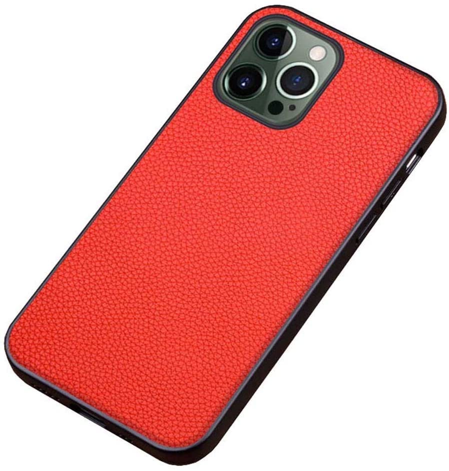 Coque iPhone 12 Pro en cuir véritable rouge chic antichoc