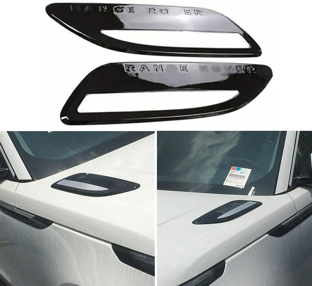 URP 2 Pcs Front Side Hood Vent Trim Cover Fits for Land Rover Range Rover Velar 2017-2024 ABS Black