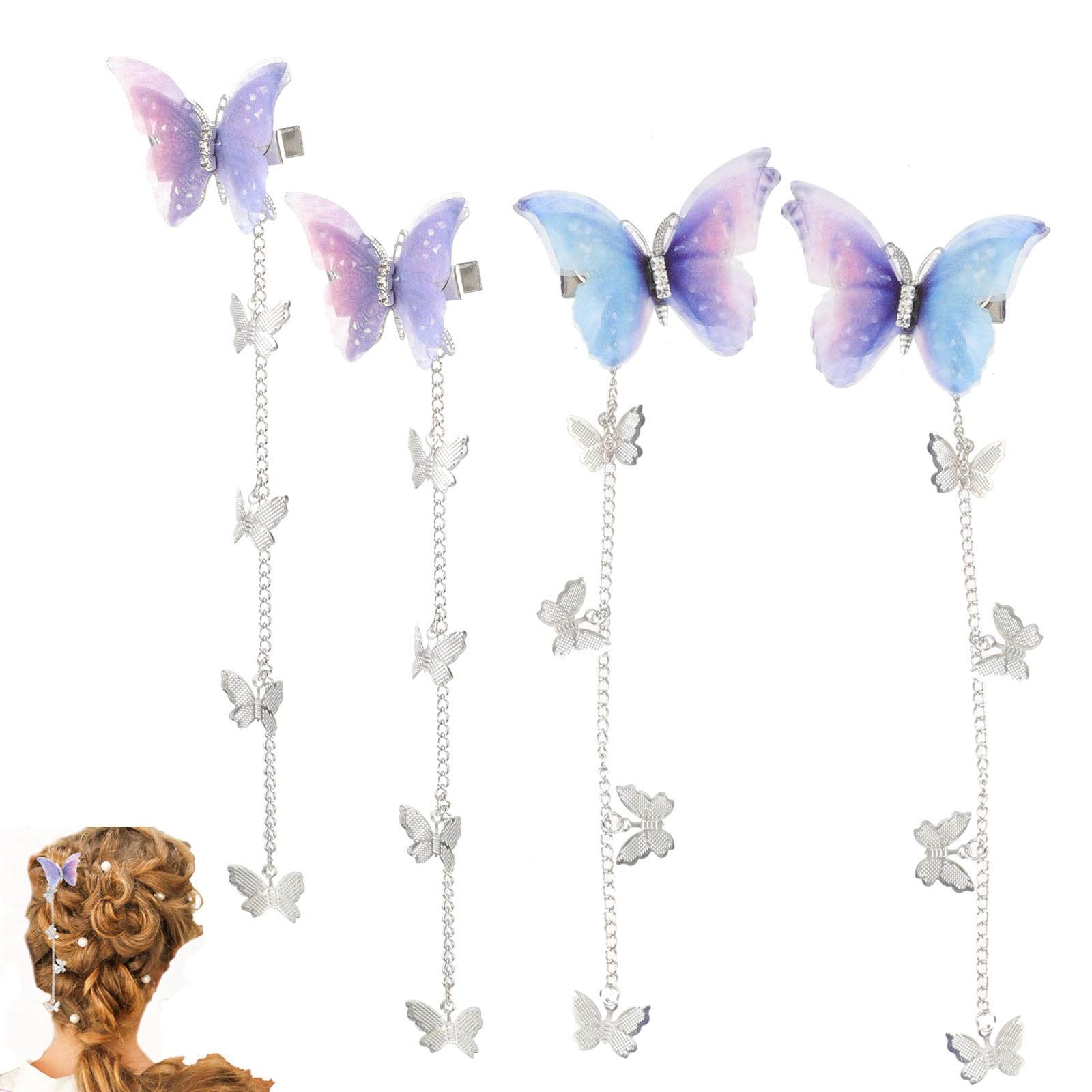 Amazon | LALAFINA 蝶 ヘアクリップ 髪飾り ちょうちょ 髪留め