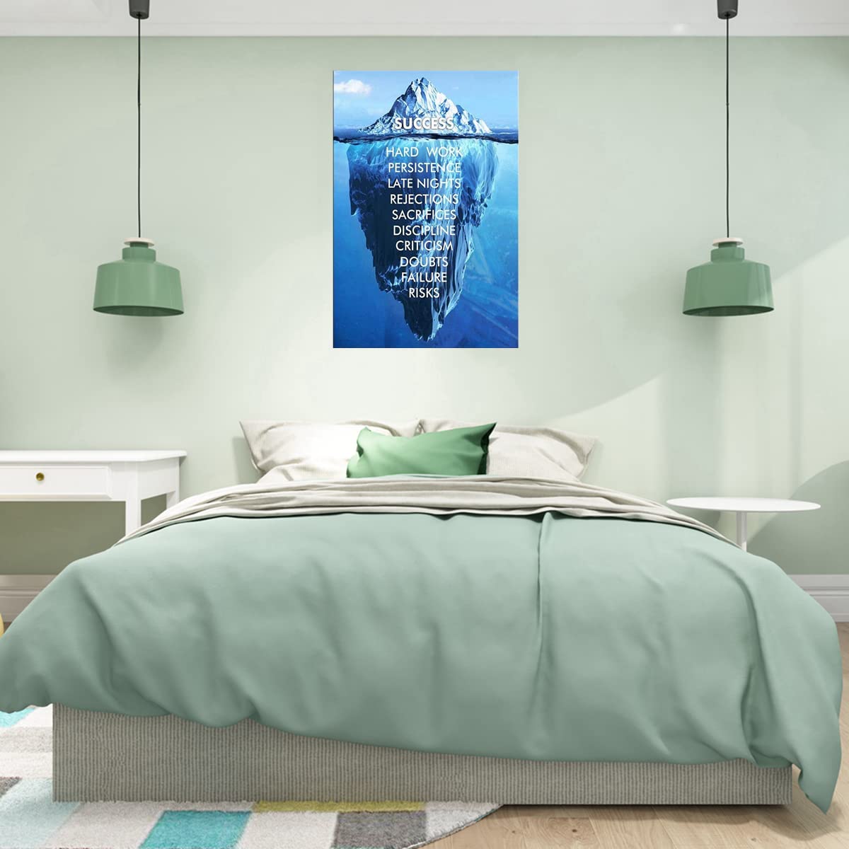 Impresión en lienzo con citas inspiradoras de gran tamaño con lema positivo de Iceberg, para oficina, sala de estudio, decoración de pared, dormitorio (24 x 36 pulgadas (ancho x alto)