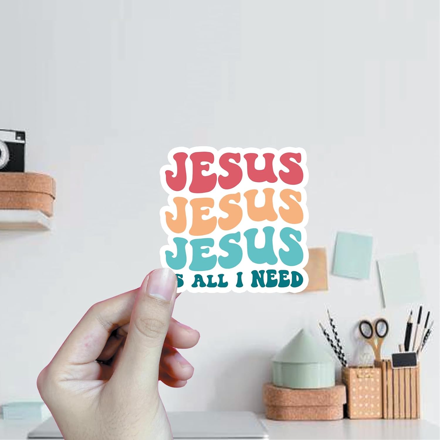 (3Pcs) Jesus is All I Need Stickers God Stickers Faith Stickers Decal Waterproof Vinyl Stickers Adult for Laptop Kindle Car Tumbler Water Bottle Mug Phone Notebook Size 3”x3” - Image 2
