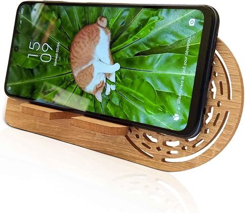 Miniatura 4 de Soporte de madera para teléfono celular para escritorio, soporte de carga organizador, se puede utilizar horizontal y verticalmente, compatible con