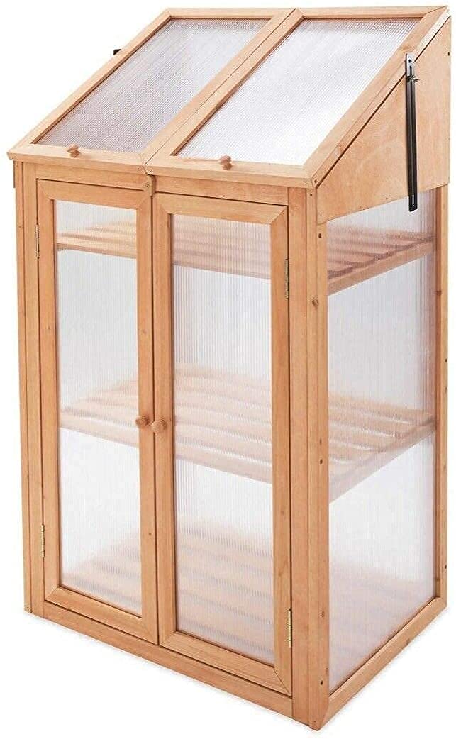 AC-Déco Mini greenhouse made of wood S – L 54 x W 69.4 x H 85 cm – brown