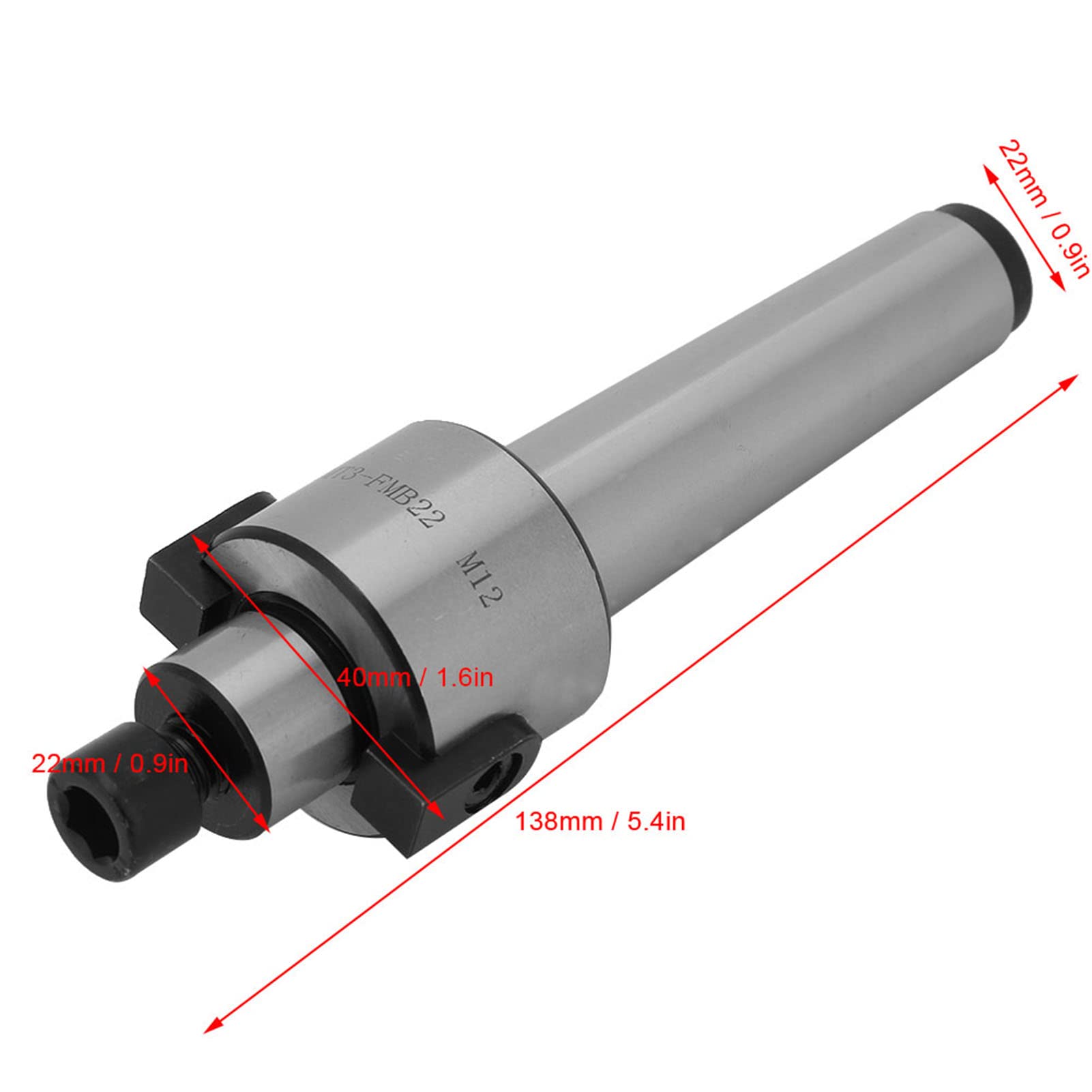Fafeicy Soporte de Fresado Cónico M12 de Acero 138 mm Ranura 22 mm para Corte de Chapa Metálica MT3-FMB22