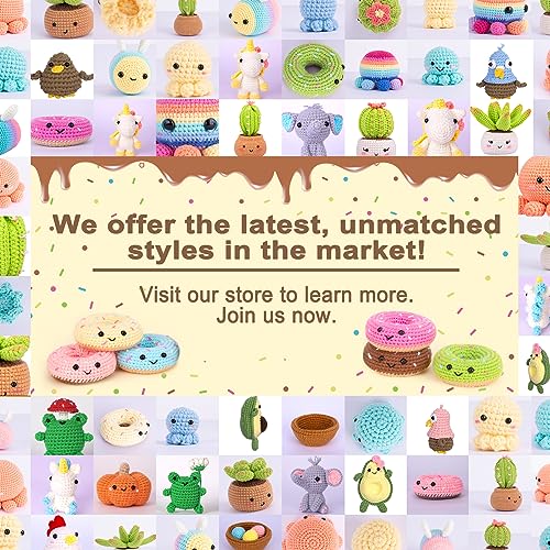 Image of Crochet Kit for Beginners, Beginner Crochet Starter Kit w Step-by-Step Video Tutorials, Learn to Crochet Kits for Adults & Kids, DIY Knitting Supplies, 6-Pack Donut Family(40%+ Yarn Content)