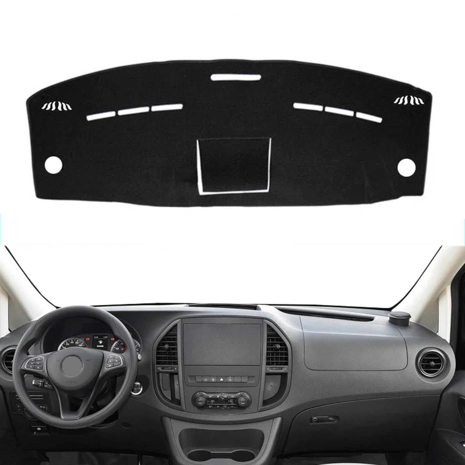 Compatible con Mercedes-Benz Vito W447 2016-2020, cubierta antideslizante para salpicadero de coche, alfombrilla negra