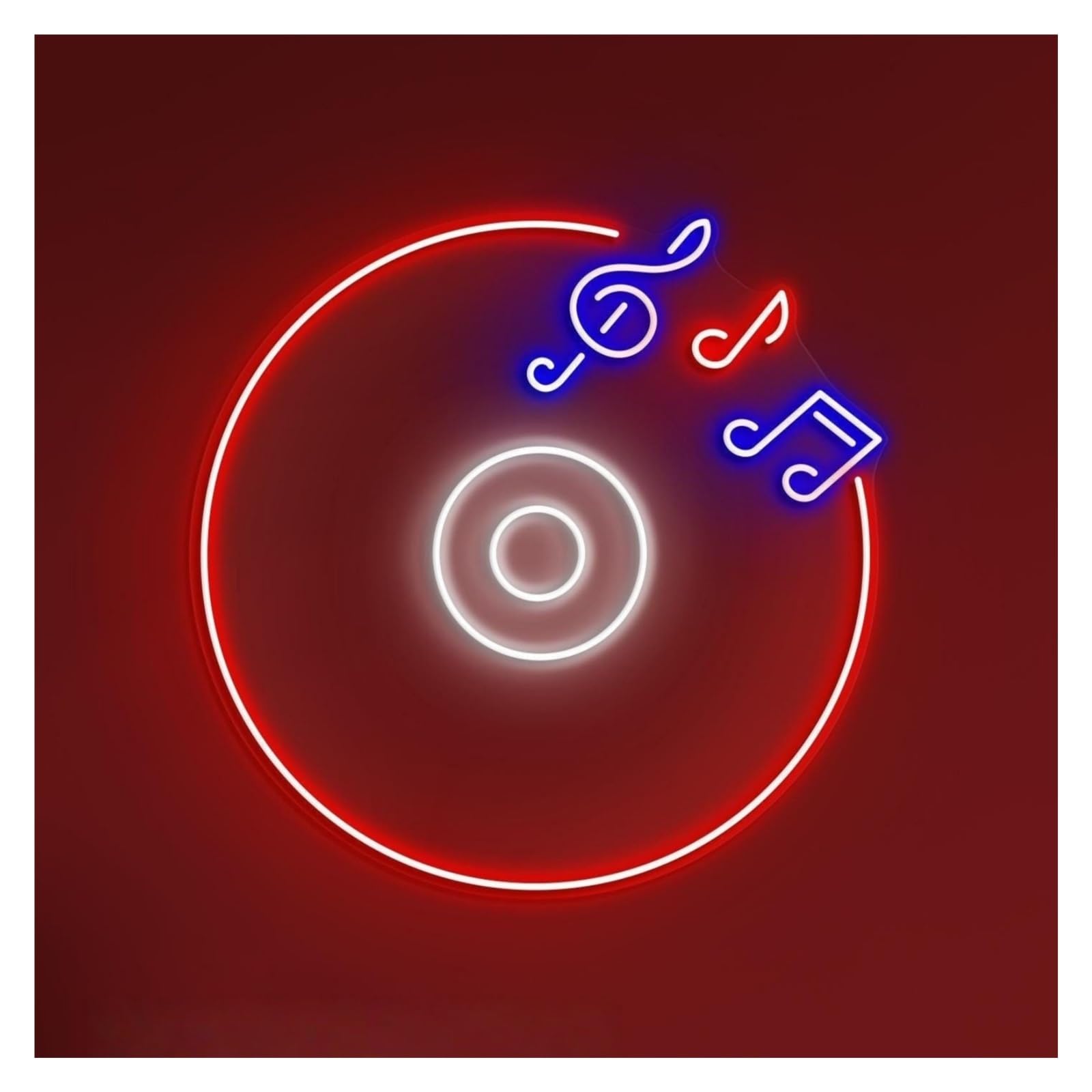 Hanging Art Neon Signs Vinyl Record Neon Sign, Suitable For Music Studio Decor With Brightness Adjustable 50cm