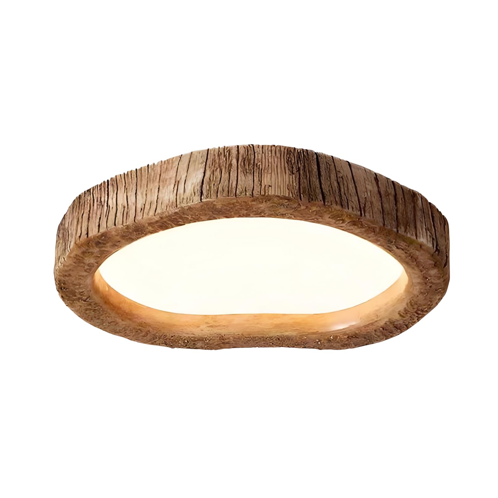 YNVIOZM Dimmable LED Flush Mount Ceiling Light with Remote Control Round Vintage Resin LED Low Profile Close to Ceiling Lighting Fixtures for Farmhouse Kitchen Bedroom Bathroom Laundry Room