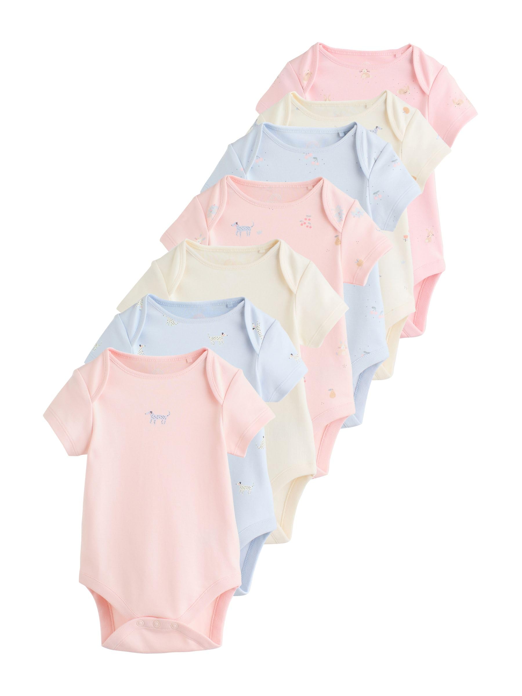 NEXT Baby Mädchen Kurzärmelige Babybodys im 7er-Pack