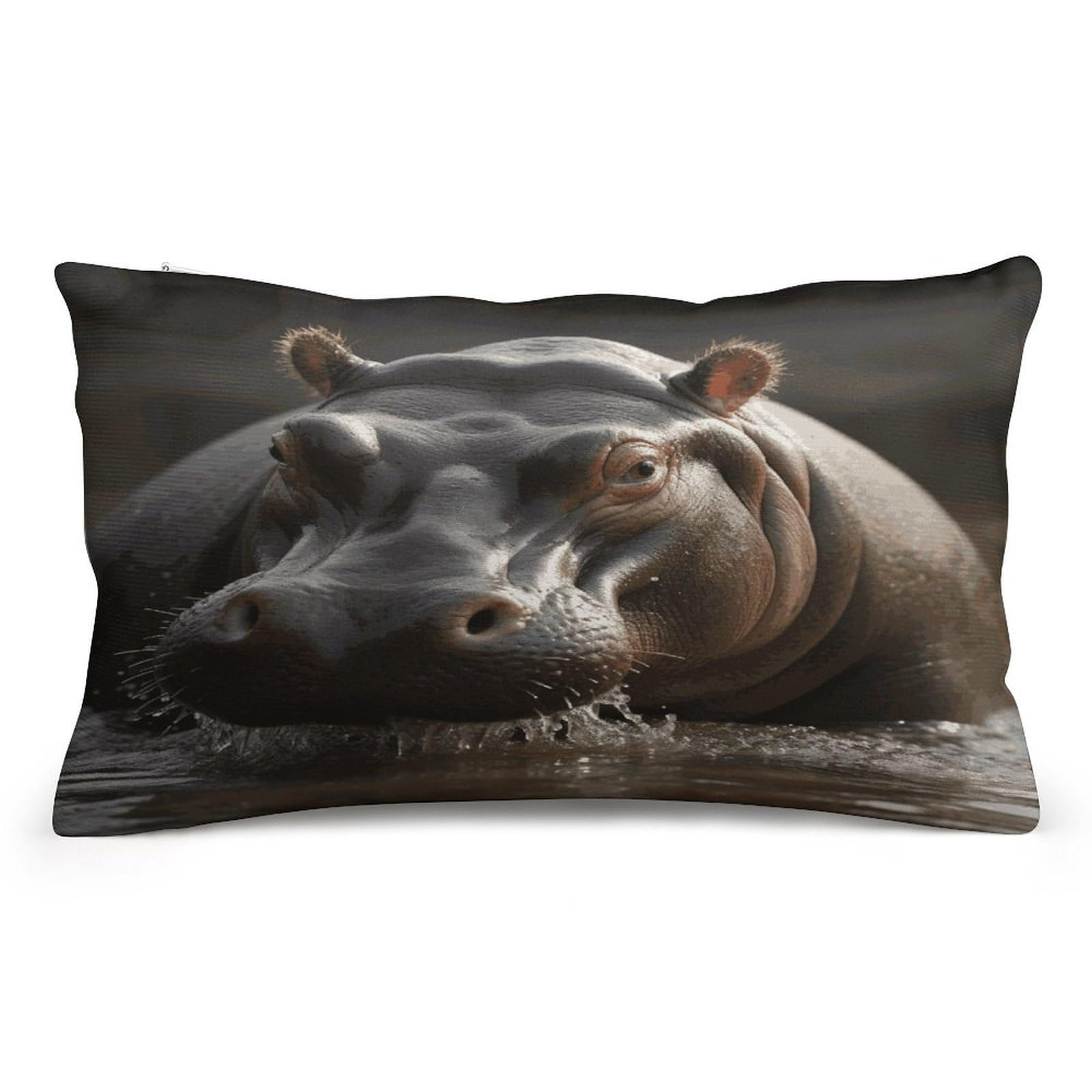 FekiLoot Hippo Pillowcases Super Soft Cozy Lumbar Decorative Throw Pillow Covers Plush Pillow Shams with Zipper Double-Sided Decorative Pillows Shells for All Seasons