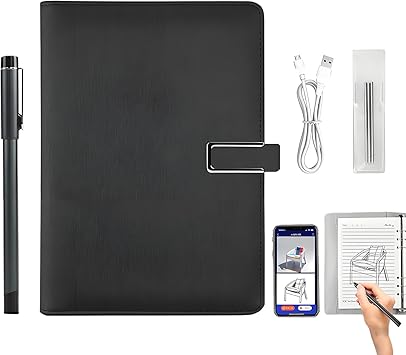 Digital Sketchbook Pro V2, Smart Digital Notebook Drawing Pad with A5 Erasable Paper Refill + 5 Spare Refills, Smart Sync Pen & Notebook, Drawing, Writing, Note-Taking,Black