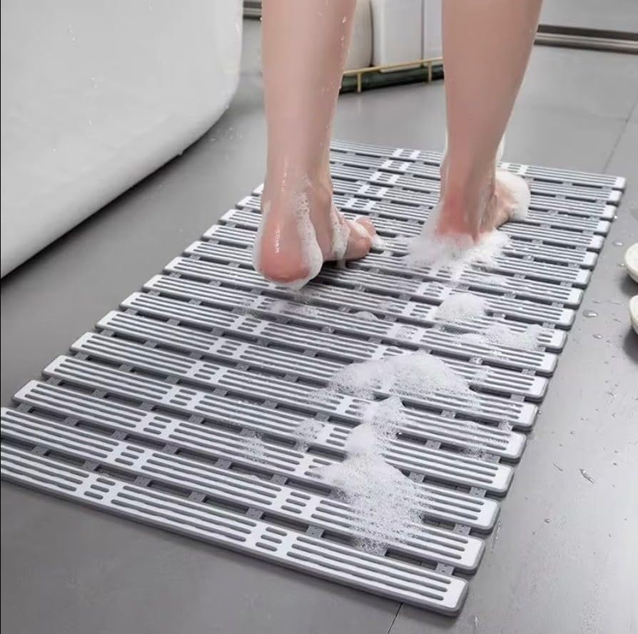 ARURA (LABEL) Non-Slip Shower Mat for Bathroom & Bathtub, Anti-Skid Mat with Strong Suction Cups, Drainage Holes & Foot Massage Surface, Exfoliating Textured Bath Mat (Dark Grey, 40 * 68 cm)-image-46