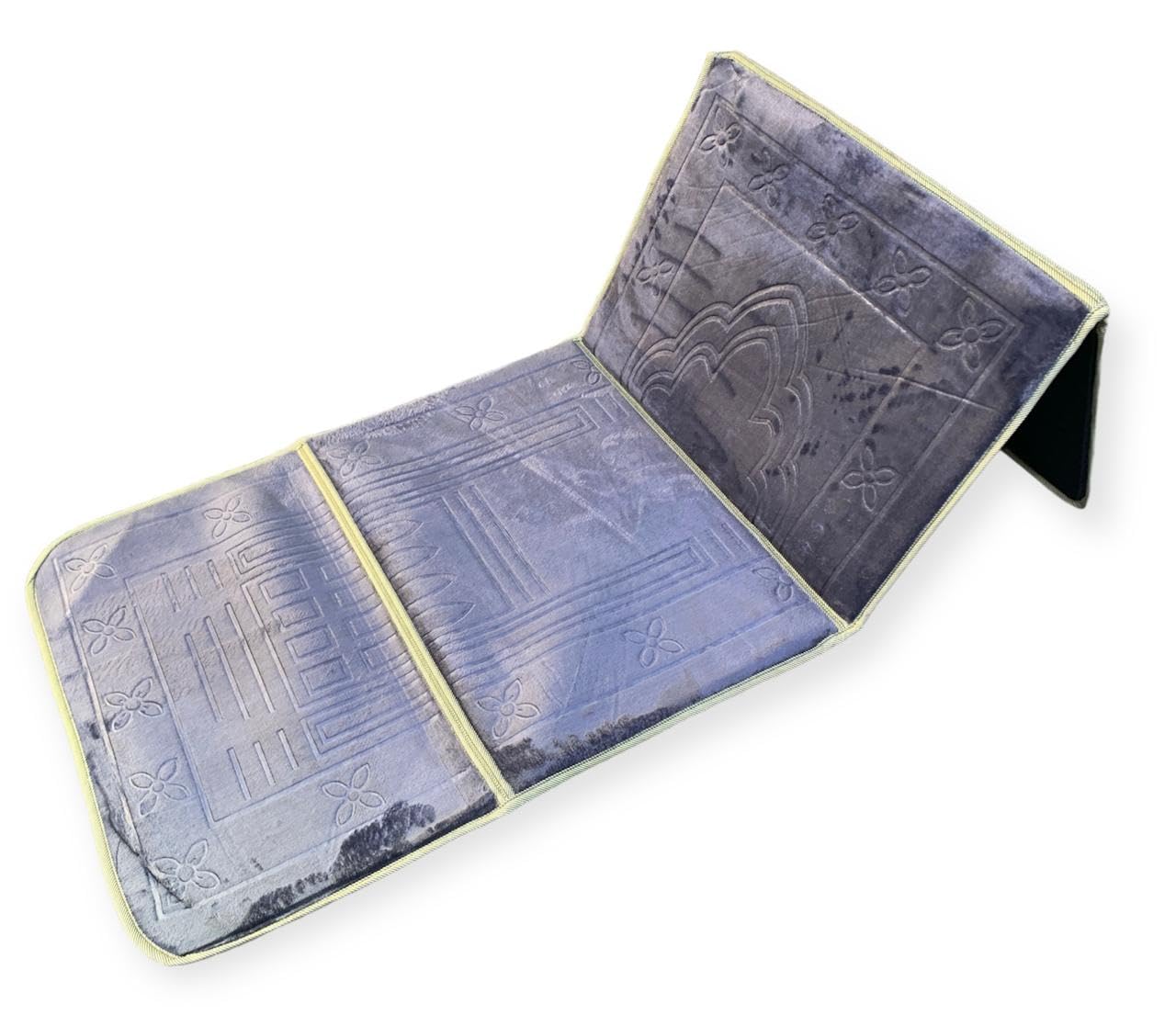 Prayer Rug/Mat with Back Support/Foldable Meditation Floor Chair & Carrying Pocket, Highy Quality, Mat with foam (Gray)