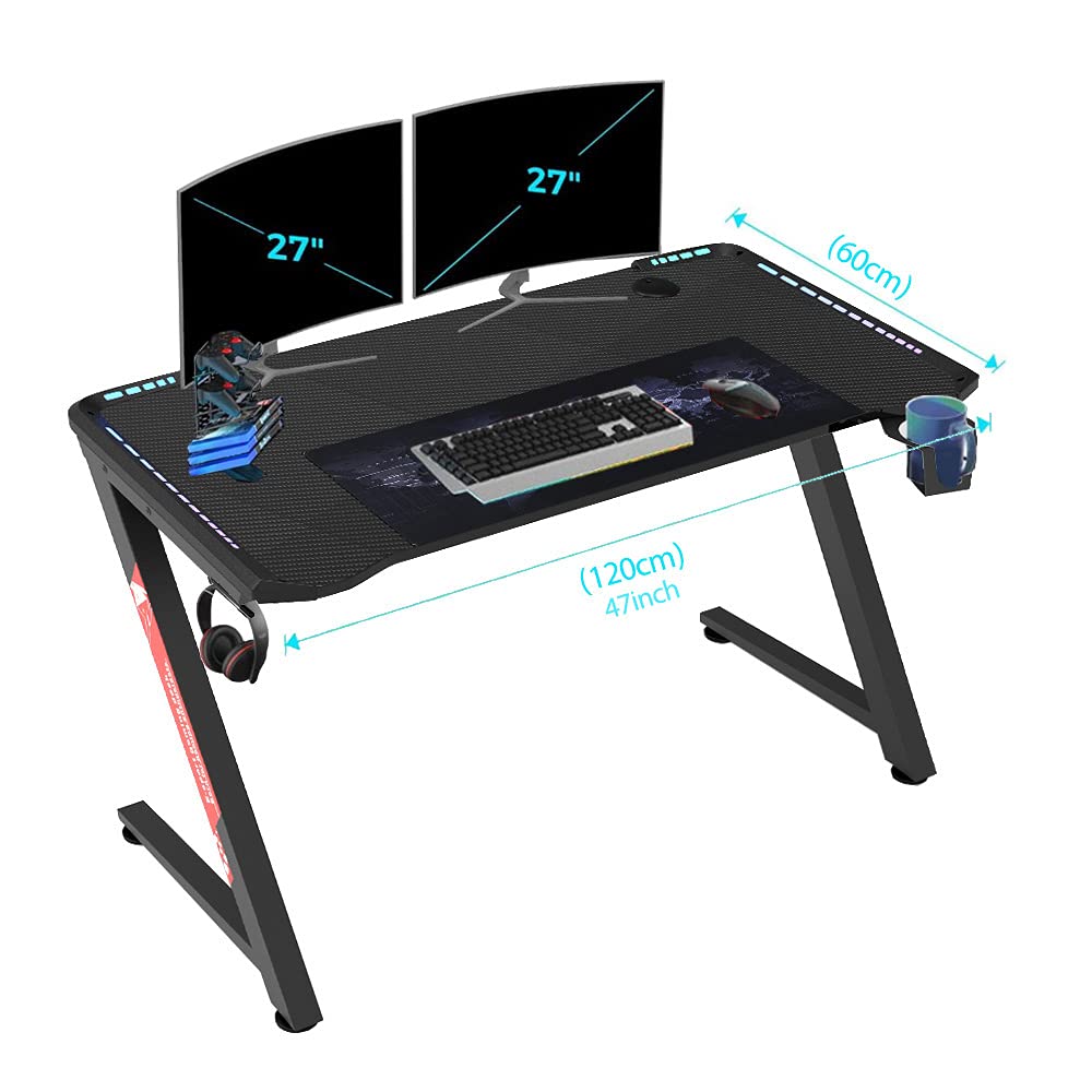 Buy MARGOUN Gaming Desk 47 inch ZFrame Design Computer Desk, Large Workstation Gaming Table