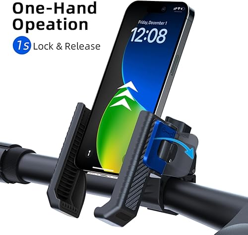Miniatura 3 de Soporte de teléfono para bicicleta, soporte de motocicleta, bloqueo 1S abrazadera para manillar de bicicleta, soporte de teléfono celular, rotación