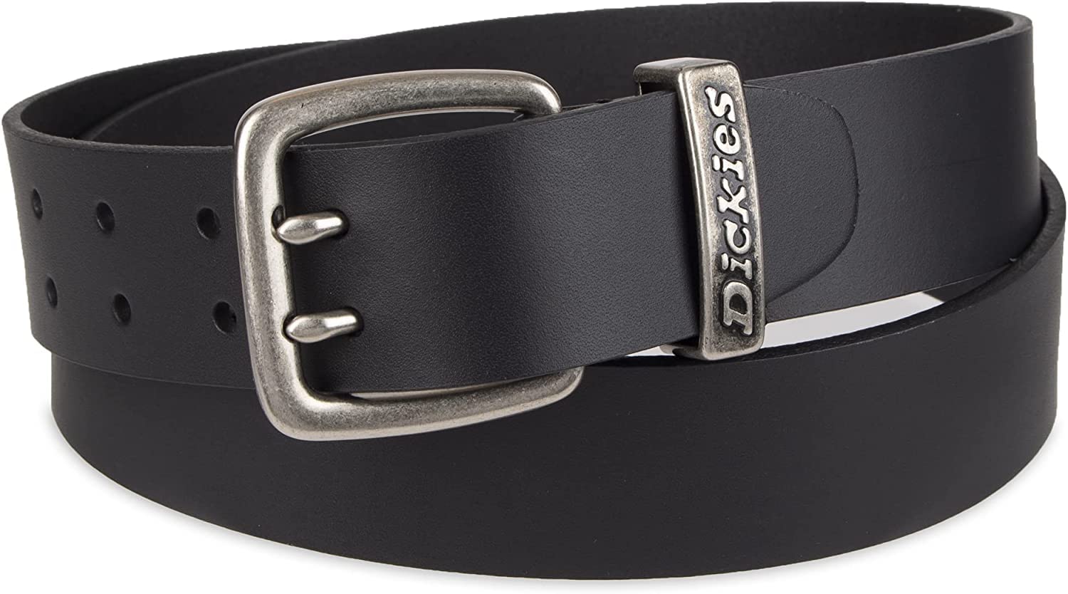 Dickies Men's 38MM Wide Two Prong Casual Leather Belt Black M (34-36)