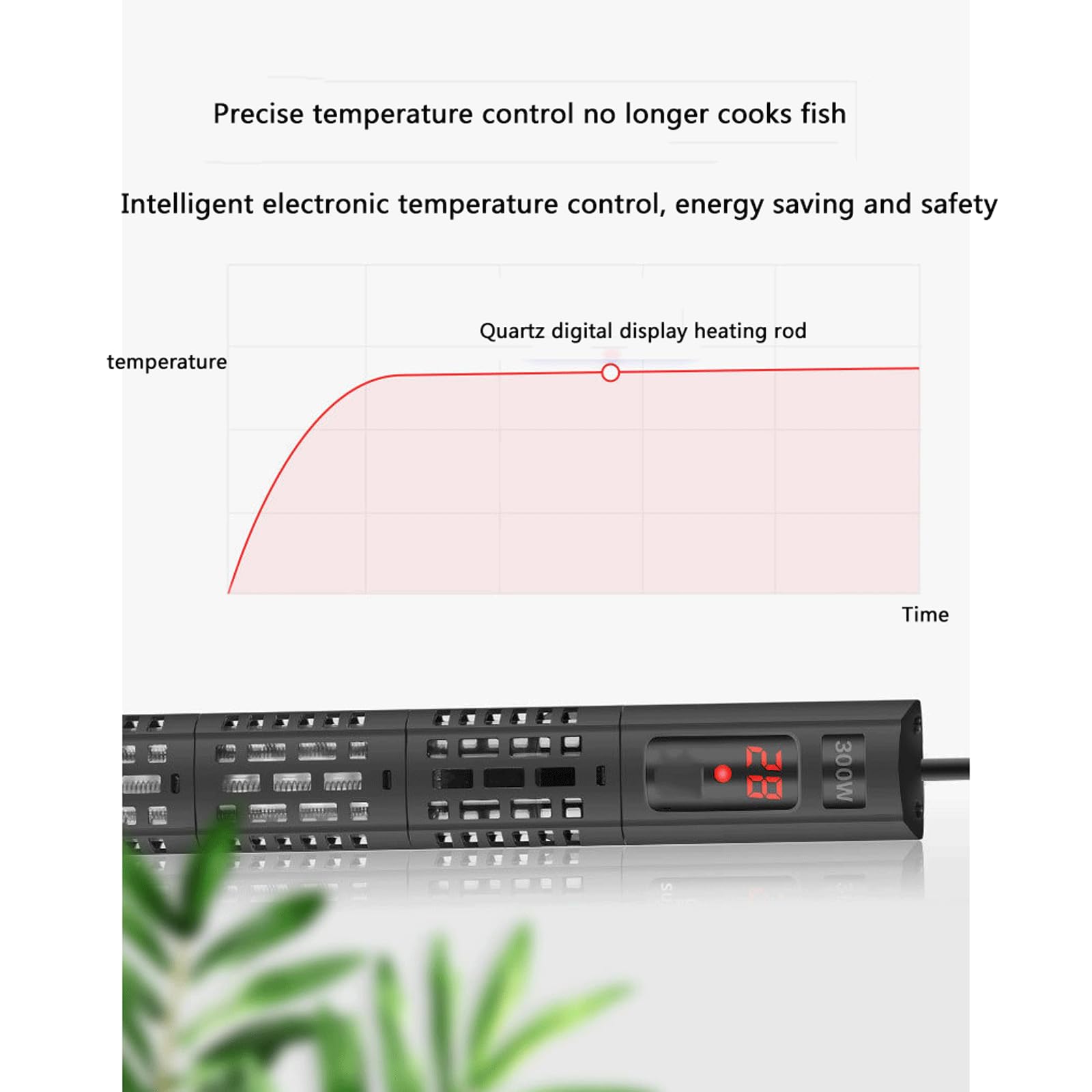 Varilla calefactora para pecera, Acuario de Tortugas, Temperatura Constante con Pantalla Digital, Ajuste de Temperatura Externa del Tanque, 200W (100W)
