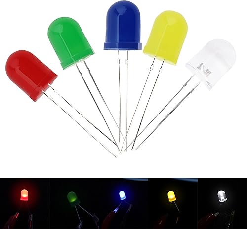 RTNLIT Surtido de luces de diodo LED de 0.394 in, 5 colores x 20 unidades de diodos difusos F10 que emiten lámpara de bombilla de iluminación