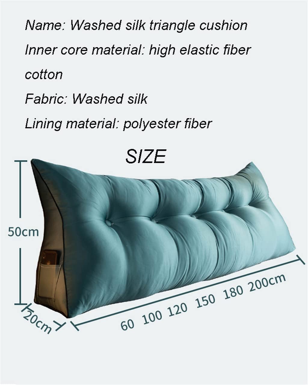 Large Reading Pillow Bed Wedge Headboard Pillows Adult Backrest Cushion with Pockets Lumbar Back Support for Sitting Up in Bed/daybed,Red,Full