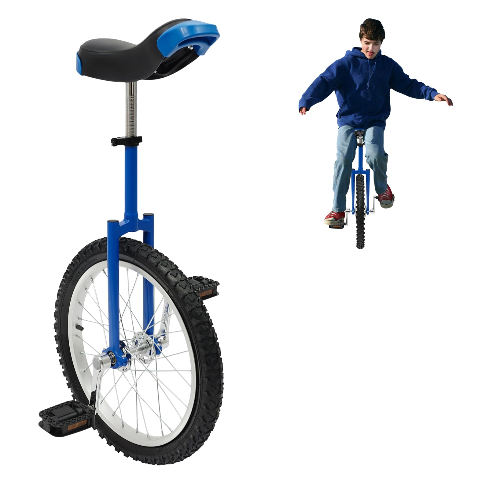 18 Zoll Einrad Unisex Unicycle Fahrrad Balance Training Laufrad Einradständer mit Griffen, Höhenverstellbar 73-85 cm, max.75kg