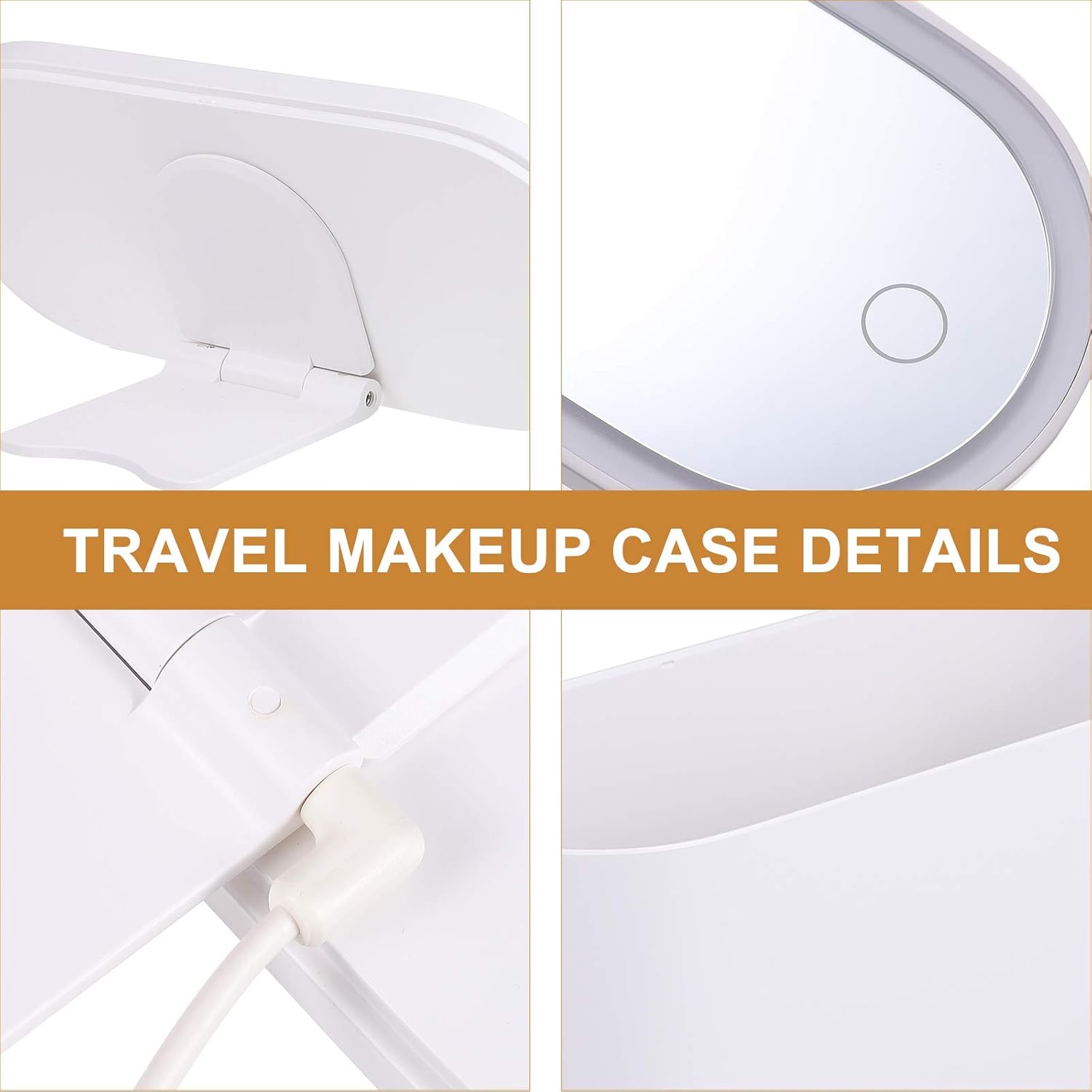 Travel Lighted Makeup Mirror Makeup Case with Organizer Compact Led Mirror for Travel