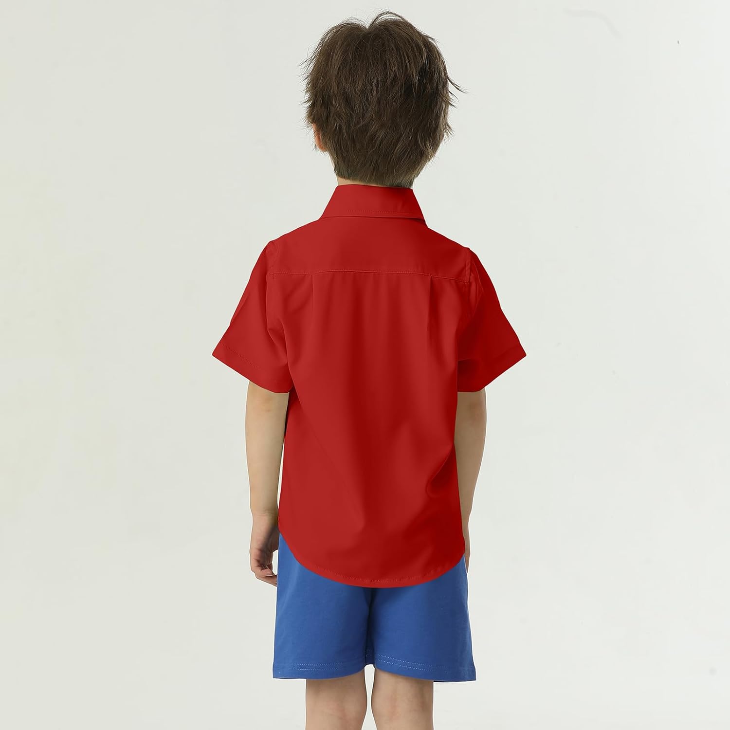 Phedrew Boys Short Sleeve Dress Shirt Lightweight Cooling Button Down Shirts Summer School Uniform Shirts for Kids - Image 3