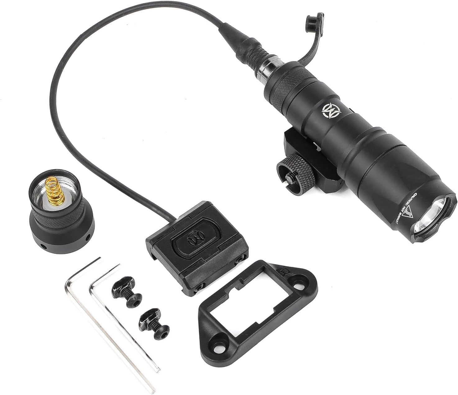 M300A Lampe de poche tactique, torche LED de 600 lumens avec coussin de pression et interrupteur à bouton-poussoir Torche pour Mlok/Keymod / 20mm Picatinny Rail (Noir)