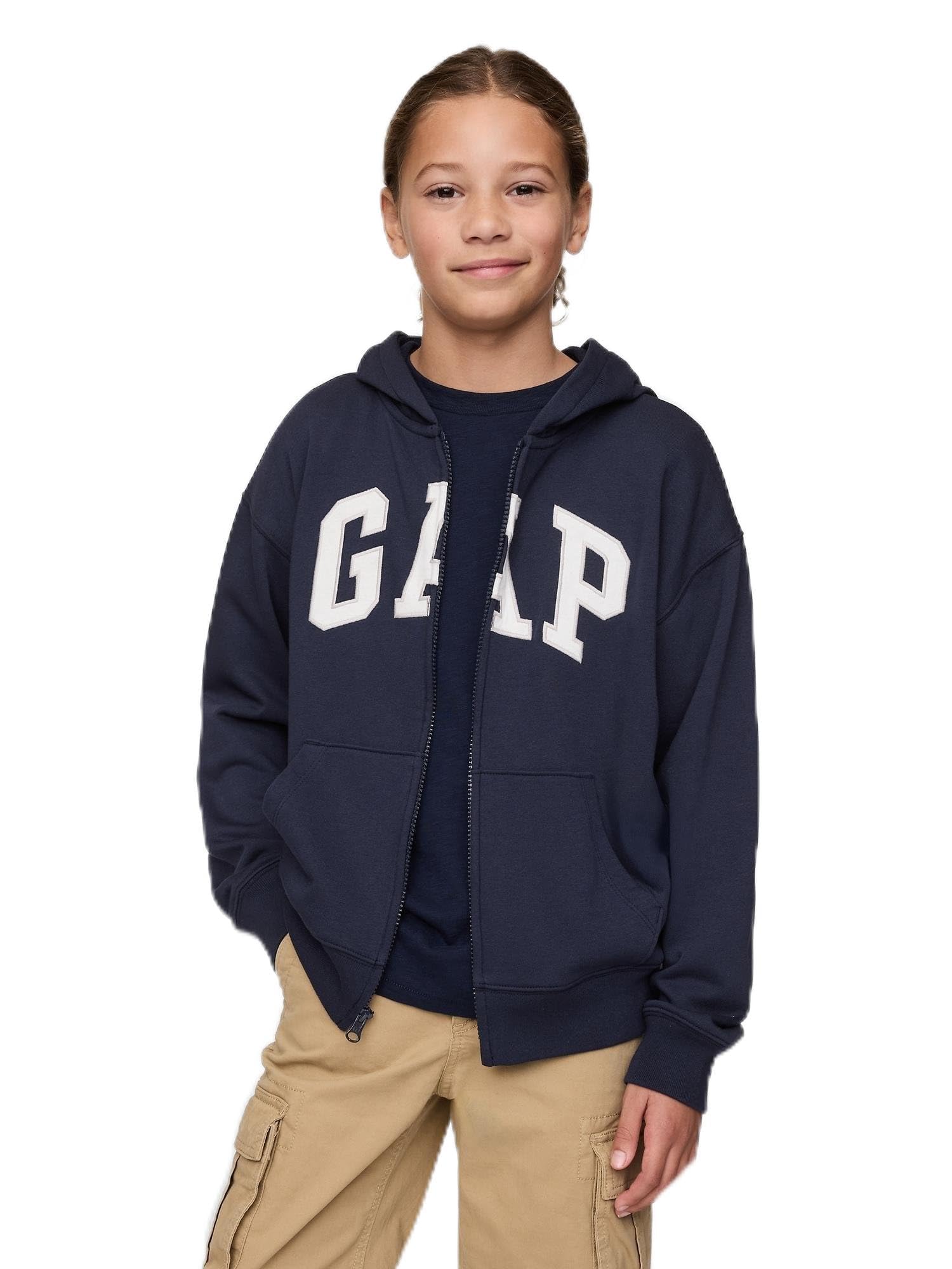 Erkek Çocuk Gap Logo Relaxed Fermuarlı Lacivert Sweatshirt