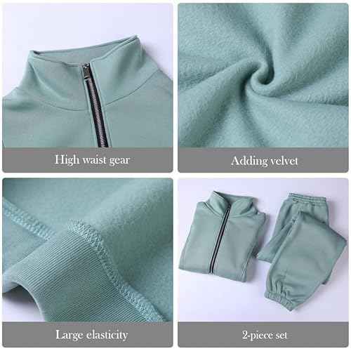 Litthing Ropa Deportiva Mujeres Juego Completo de Ropa Casual 2 Juegos de Ropa Deportiva de lana Femenina Ropa Deportiva de Manga Larga Cremallera Ropa Deportiva Térmica Otoño - Invierno - imagen 4