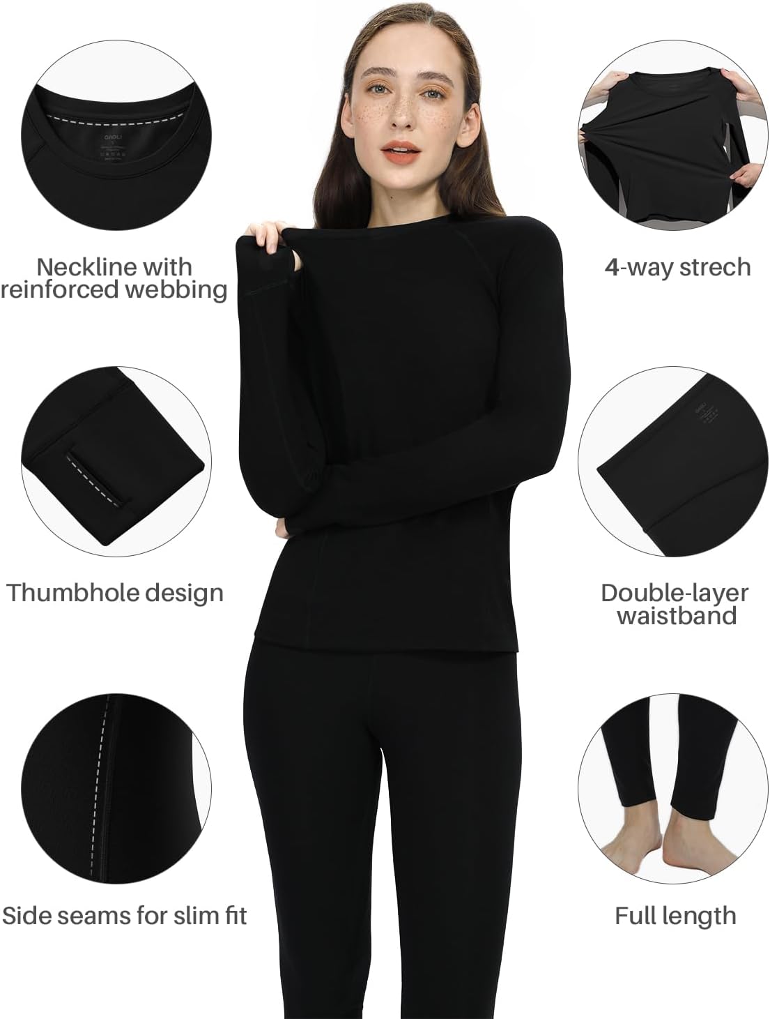 Long Johns for Women - 2 Styles: 185g Lightweight Base Layer Set & 220g Micro-Fleece Lined Thermal Underwear - Image 5