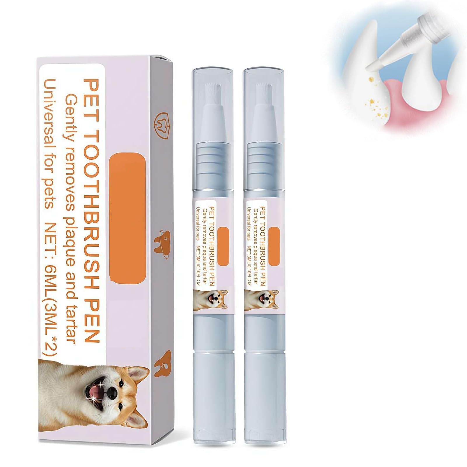 2 Pack Pet Toothbrush Pen, 2024 New Pet Toothbrush Pen, Pet Oral Repair Gel for Dogs, Cat/Dog Tooth Whitening & Cleaning, Pet Teeth Cleaning Pen, Dental Care Brush (1)