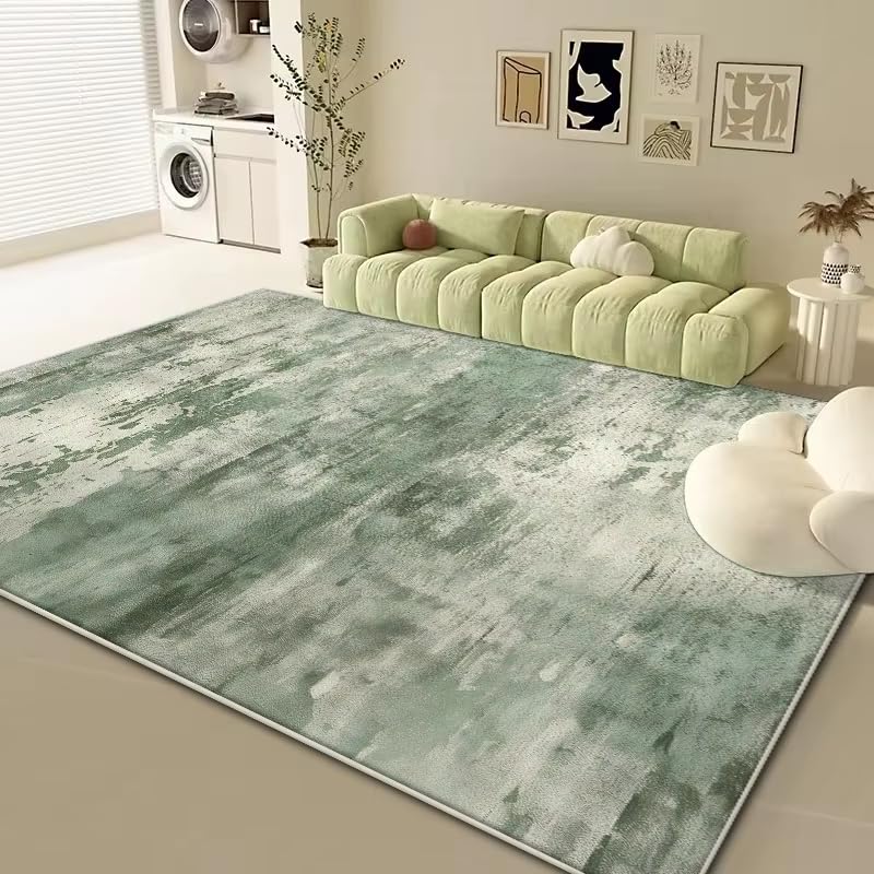 Tapis vert de salon lavable et sécurisé contre les glissades