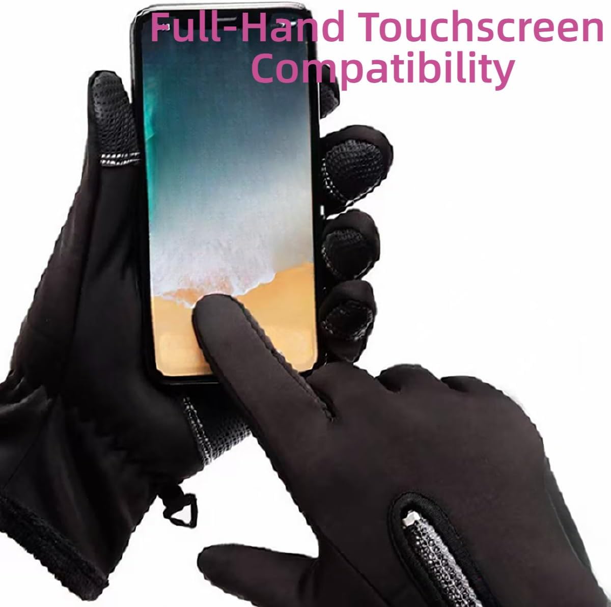 Men and Women’s 5-Layer Thermal Insulated Waterproof Windproof Warm Winter Snow Gloves with Zipper, Touchscreen Compatible for Skiing Hiking Cycling Running -10℉ Cold Weather - Image 4