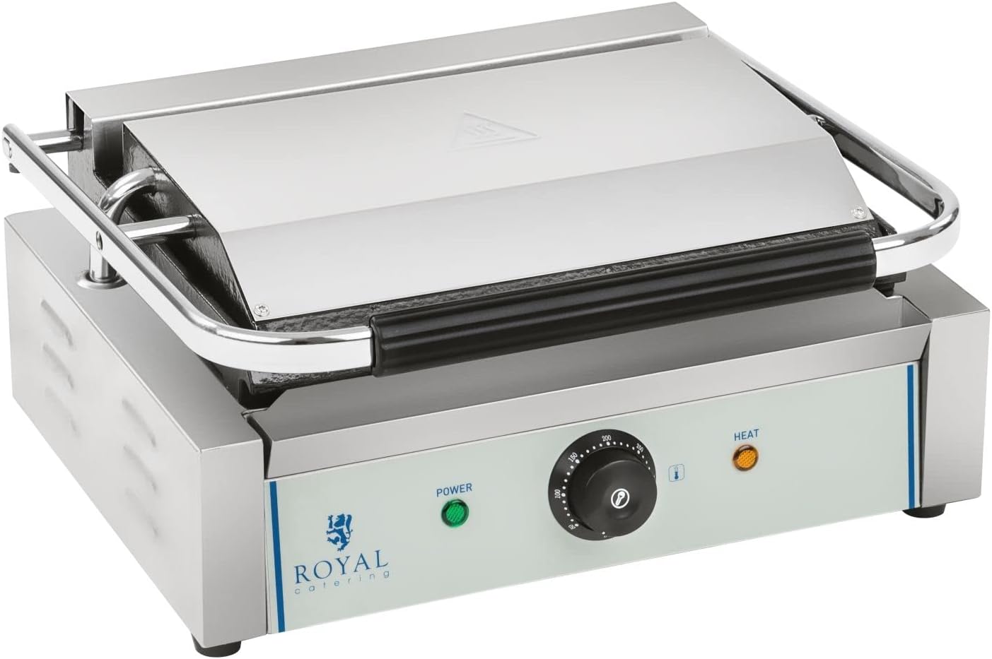 Royal Catering - RCKG-2200-G - Electric Contact Grill - 2200 Watt - corrugated grill panels
