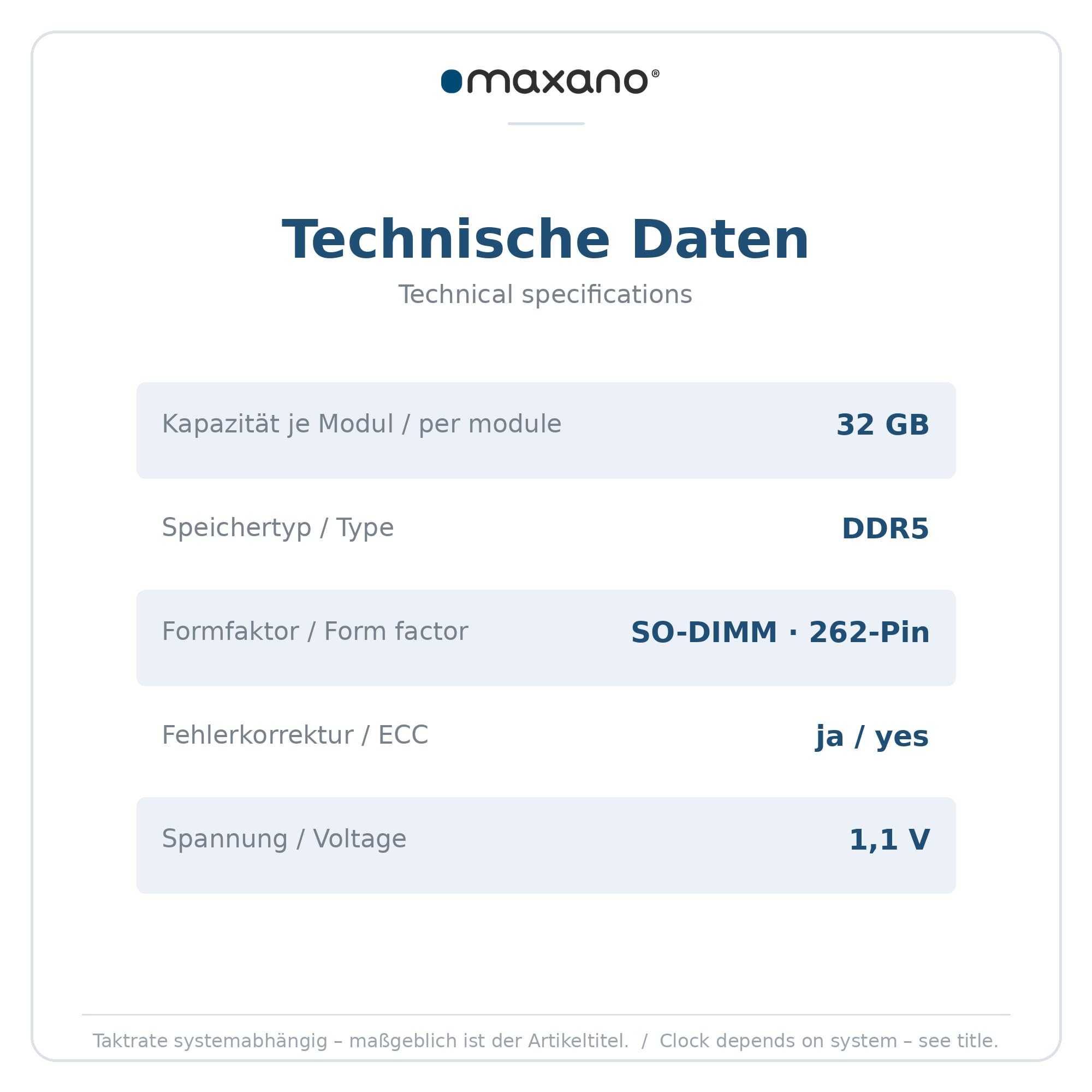 Maxano 32GB RAM kompatibel mit Asustor AS6810T (DDR5 PC5-38400, SO-DIMM, ECC)