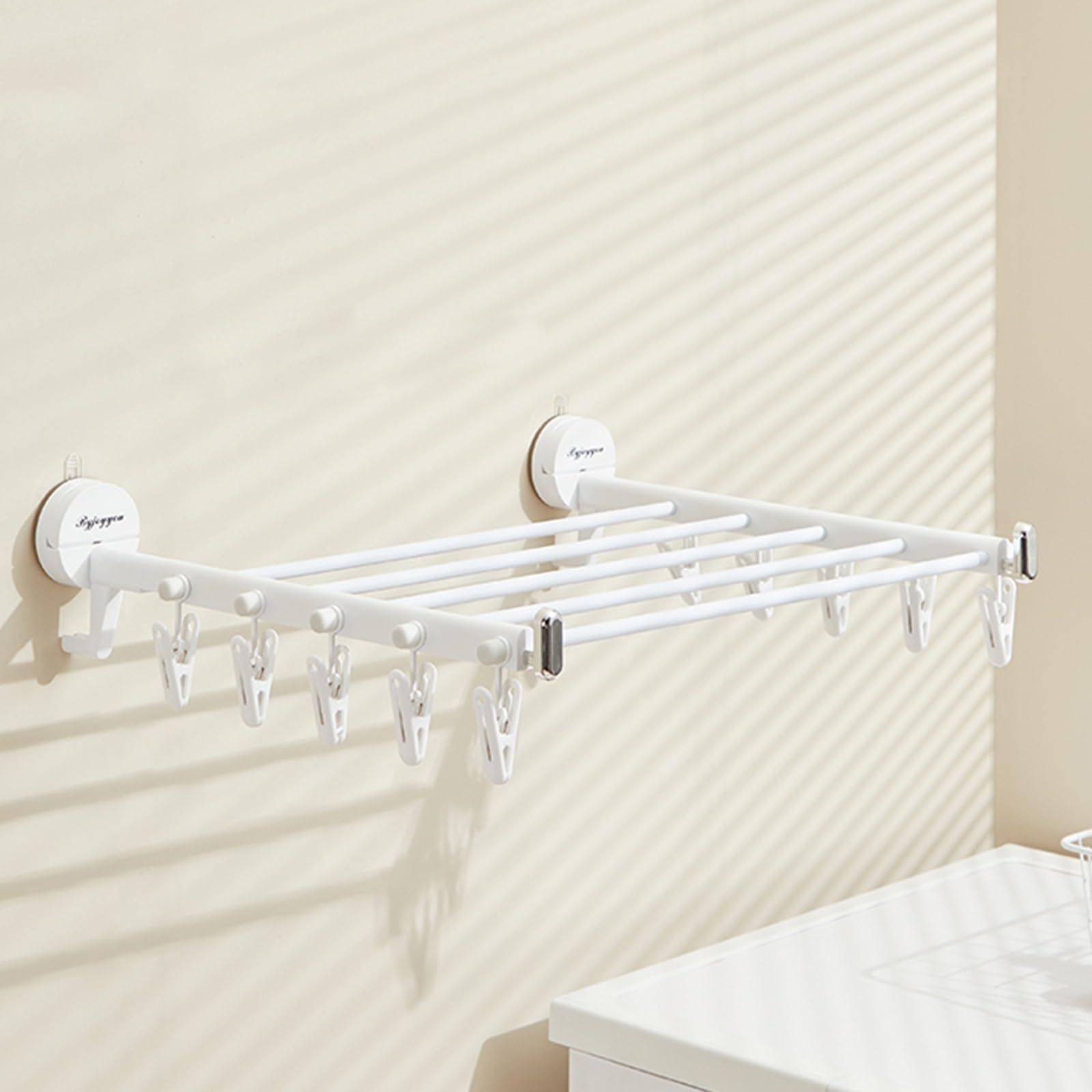 Perchero Plegable Perchero de Ventosa con 10 Ganchos Secador de Toallas Portátil Secador de Ropa de Viaje para Ropa Interior Exterior(Weiß)