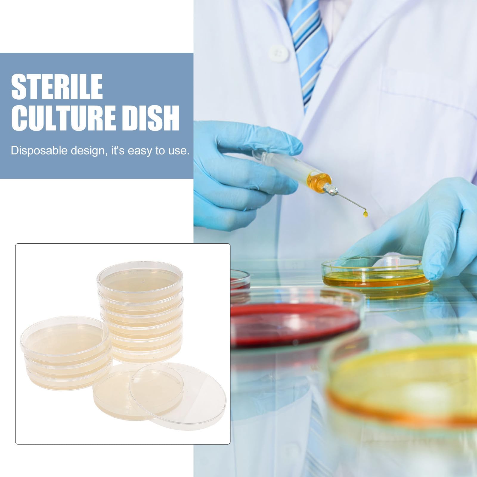 20 Piezas Placas de Petri Agar Nutritivo Prevertidas de 9cm