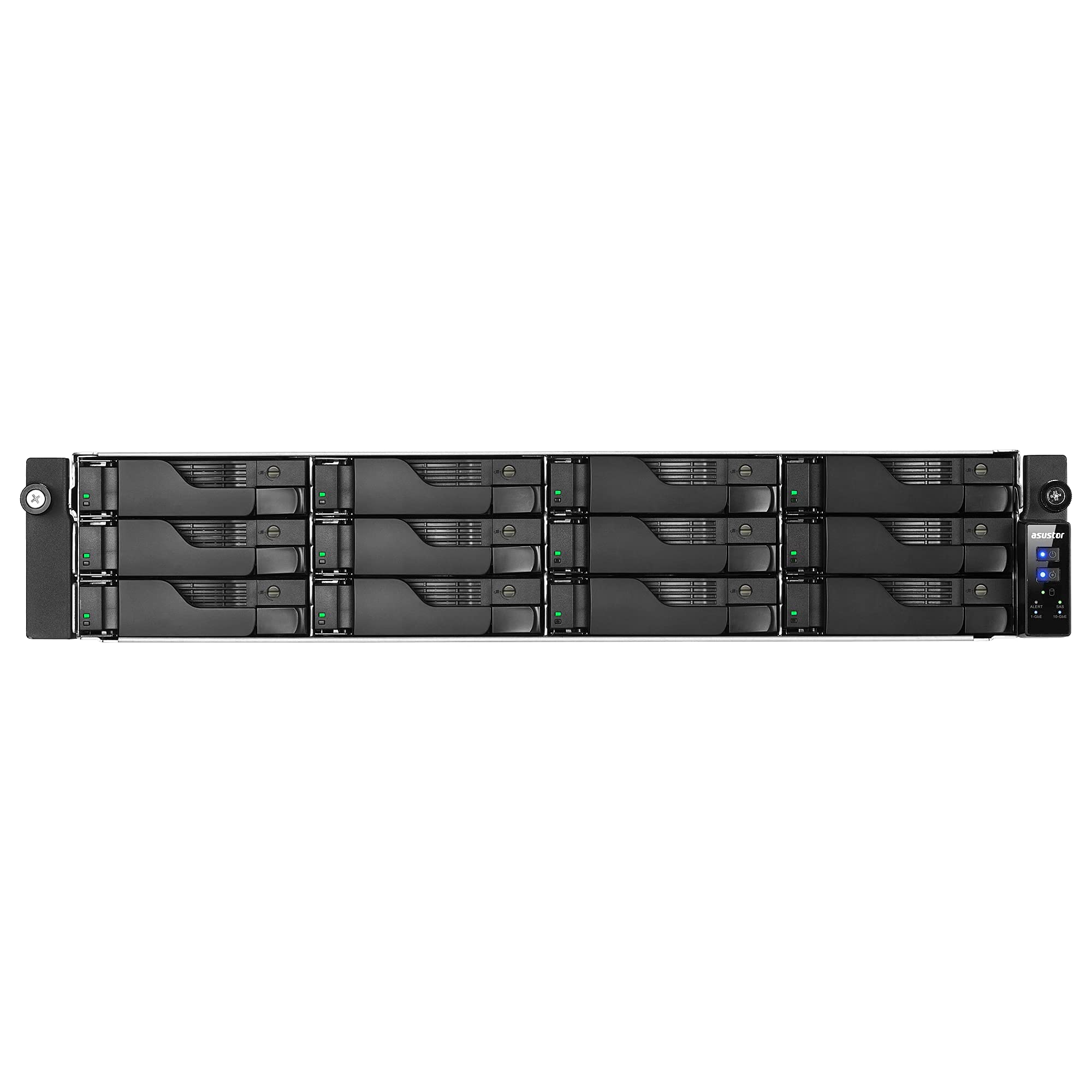 Asustor Lockerstor 12RD AS6512RD - 12 Bay NAS, Quad-Core 2.1GHz CPU, 2.5GbE Port, 8GB RAM DDR4, 2U Rackmount Server with redundant Power Supply (Diskless)