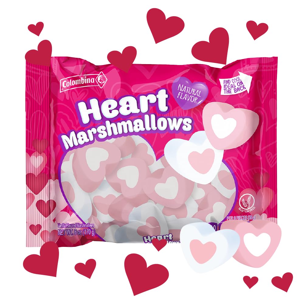 Colombina Heart Marshmallows, The Perfect Valentines Candy Gift for Friends, Family, Lovers, and Co-workers Alike, 6oz (Pack of 1)