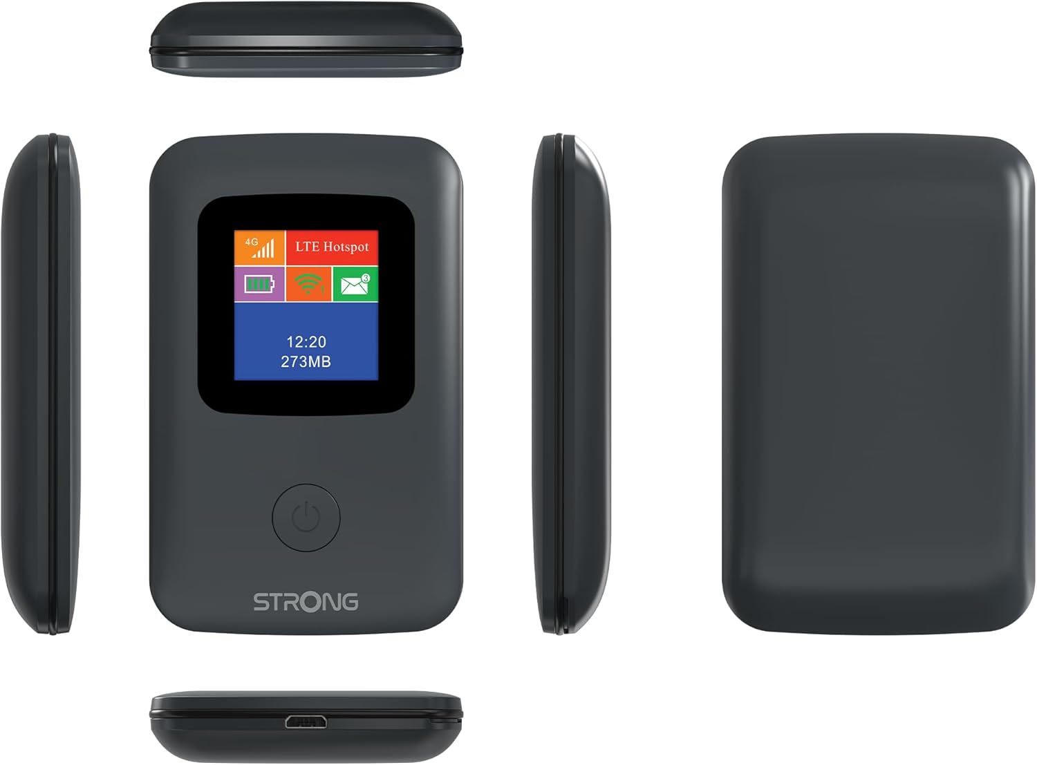 Comparison of the STRONG 4GMIFI150D Mobile Hotspot size next to a credit card.