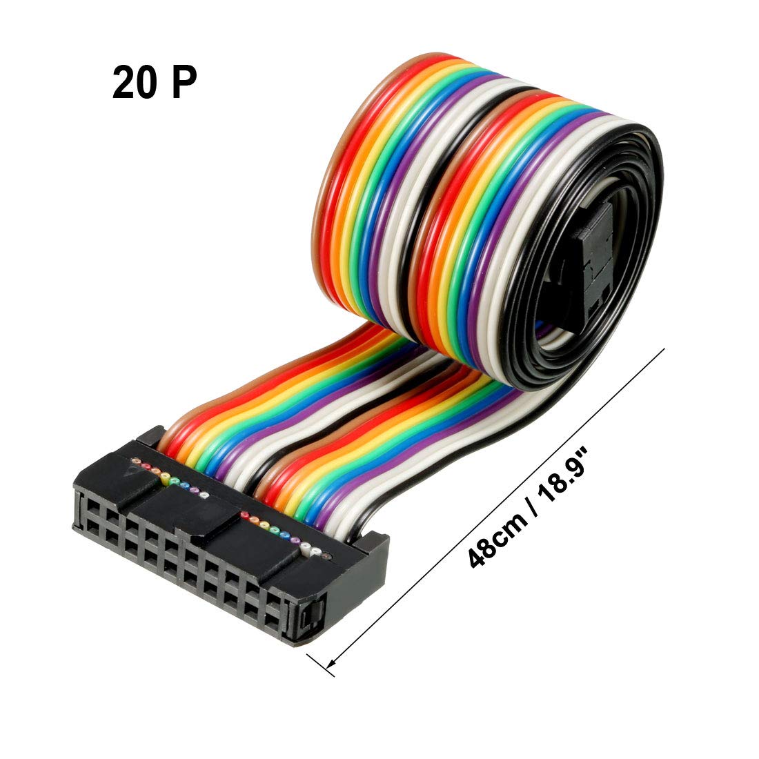 sourcing map 2pcs Ruban multicolore IDC 20 broches fil télévision souple 48cm 2,54mm