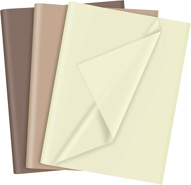 PLULON 60 Sheets Brown Tissue Paper Bulks, Gift Wrap Tissue Paper Sheets for Packaging Birthday Gift Wrapping Paper Birthday Wedding Construction Party Decorations