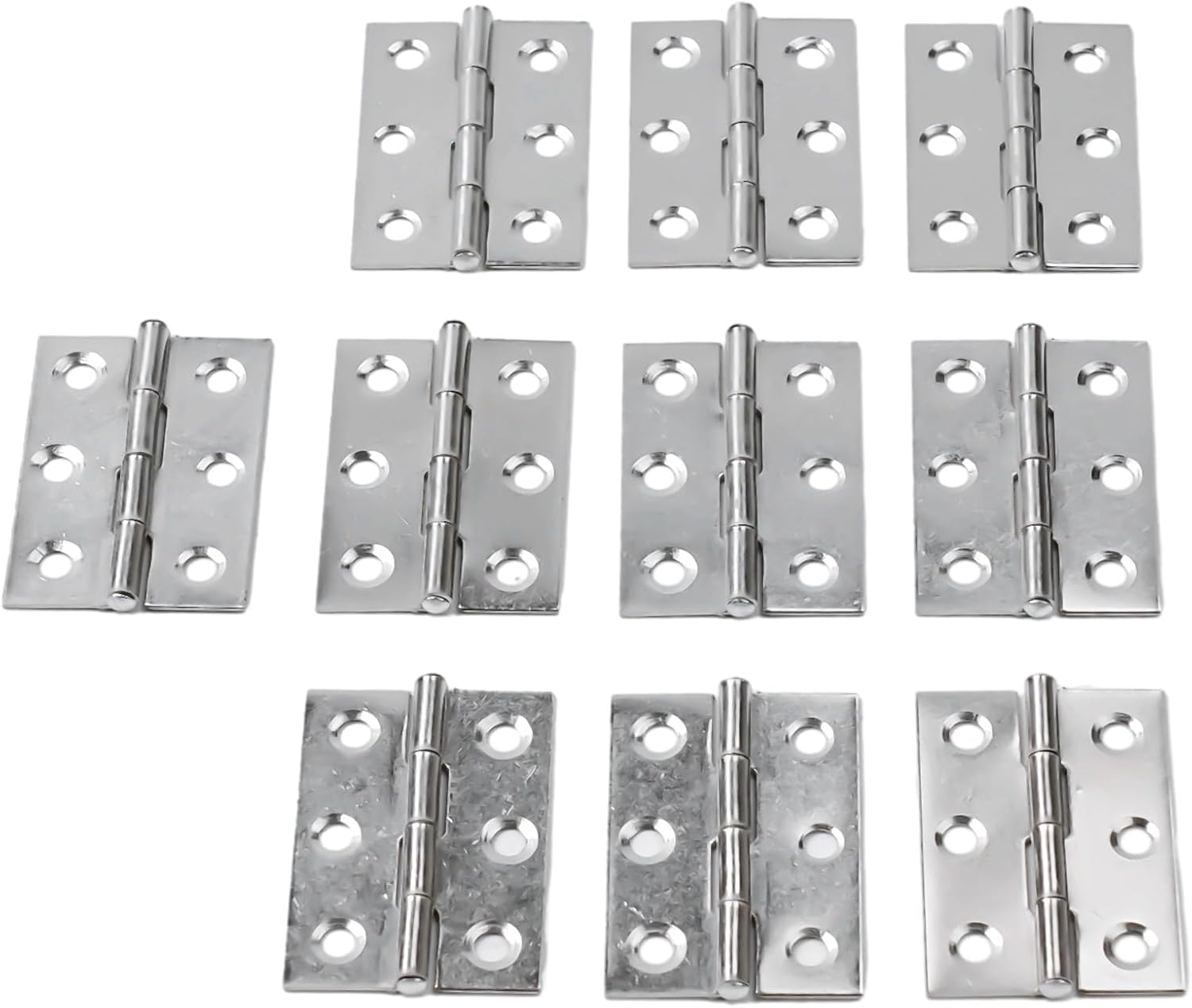 10-Pack Stainless Steel Ball Bearing Door Hinges, 4.4 x 3.1 cm Internal Butt Hinges for Wooden Entrance and Room Doors, Silver Finish
